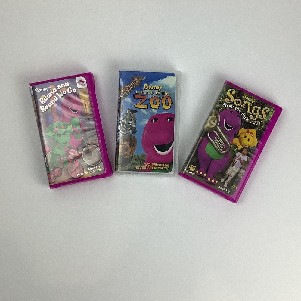 Barney and Friends VHS Lot 3 Tapes Lets Go to the Zoo Songs from the Park Kids
